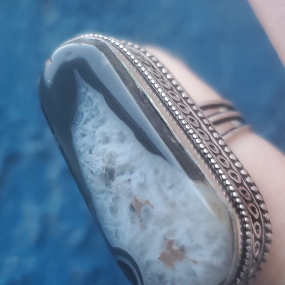 New Oversized Solar Quartz Agate 925 Silver Ring. - Picture 4 of 16